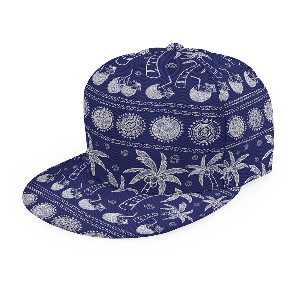 Blue Summer Coconut Pattern Print Snapback Cap