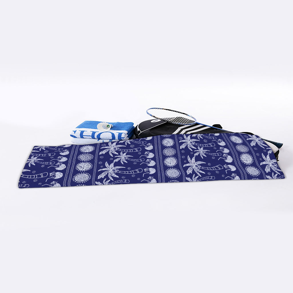 Blue Summer Coconut Pattern Print Sports Towel