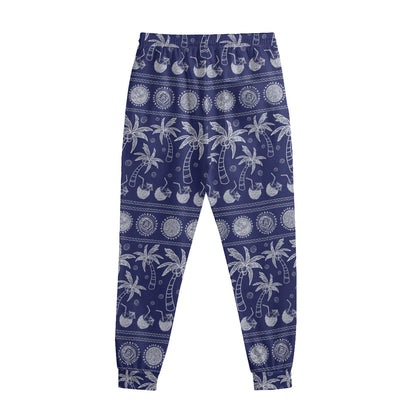 Blue Summer Coconut Pattern Print Sweatpants