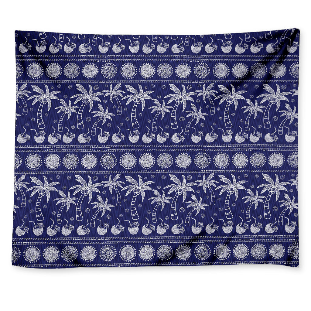 Blue Summer Coconut Pattern Print Tapestry
