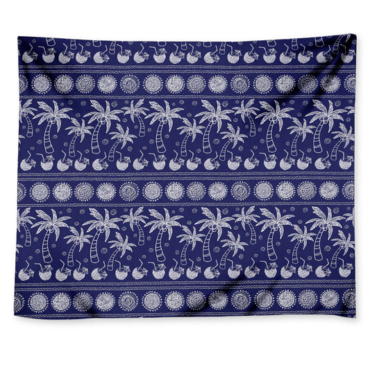 Blue Summer Coconut Pattern Print Tapestry