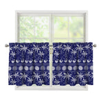 Blue Summer Coconut Pattern Print Tier Curtains