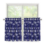 Blue Summer Coconut Pattern Print Tier Curtains
