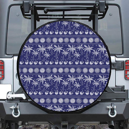 Blue Summer Coconut Pattern Print Tire Cover