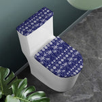 Blue Summer Coconut Pattern Print Toilet Lid And Tank Cover Set