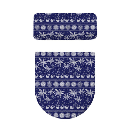 Blue Summer Coconut Pattern Print Toilet Lid And Tank Cover Set