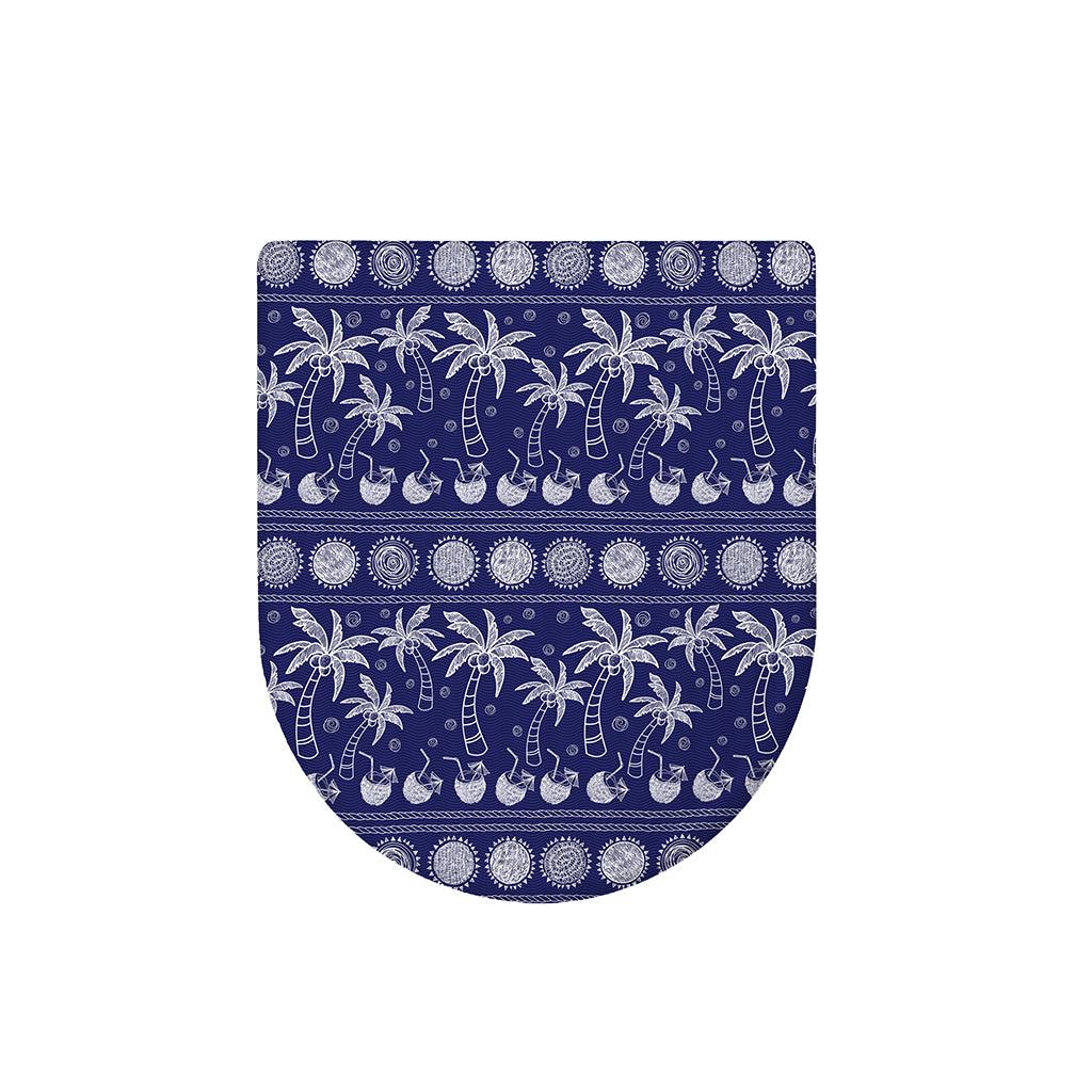 Blue Summer Coconut Pattern Print Toilet Lid Cover