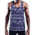 Blue Summer Coconut Pattern Print Men's Workout Tank Top