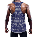 Blue Summer Coconut Pattern Print Training Tank Top