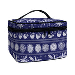 Blue Summer Coconut Pattern Print Travel Makeup Bag