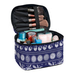 Blue Summer Coconut Pattern Print Travel Makeup Bag