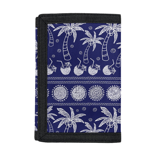 Blue Summer Coconut Pattern Print Trifold Wallet
