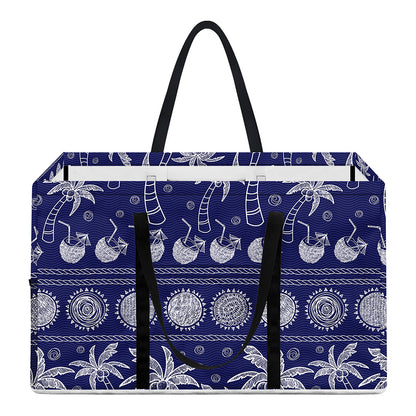 Blue Summer Coconut Pattern Print Utility Tote Bag