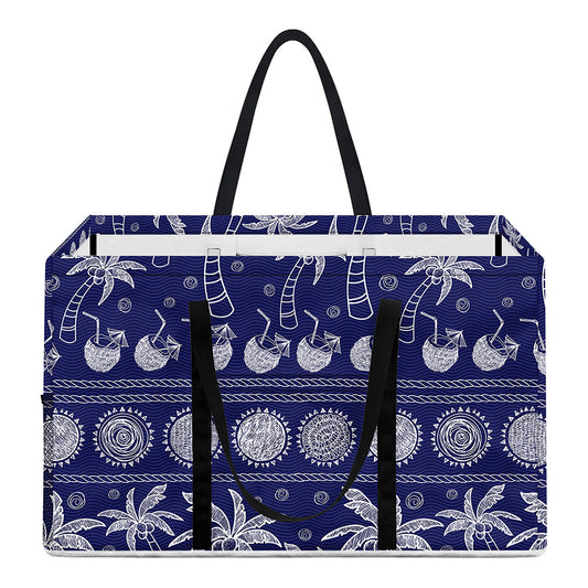 Blue Summer Coconut Pattern Print Utility Tote Bag