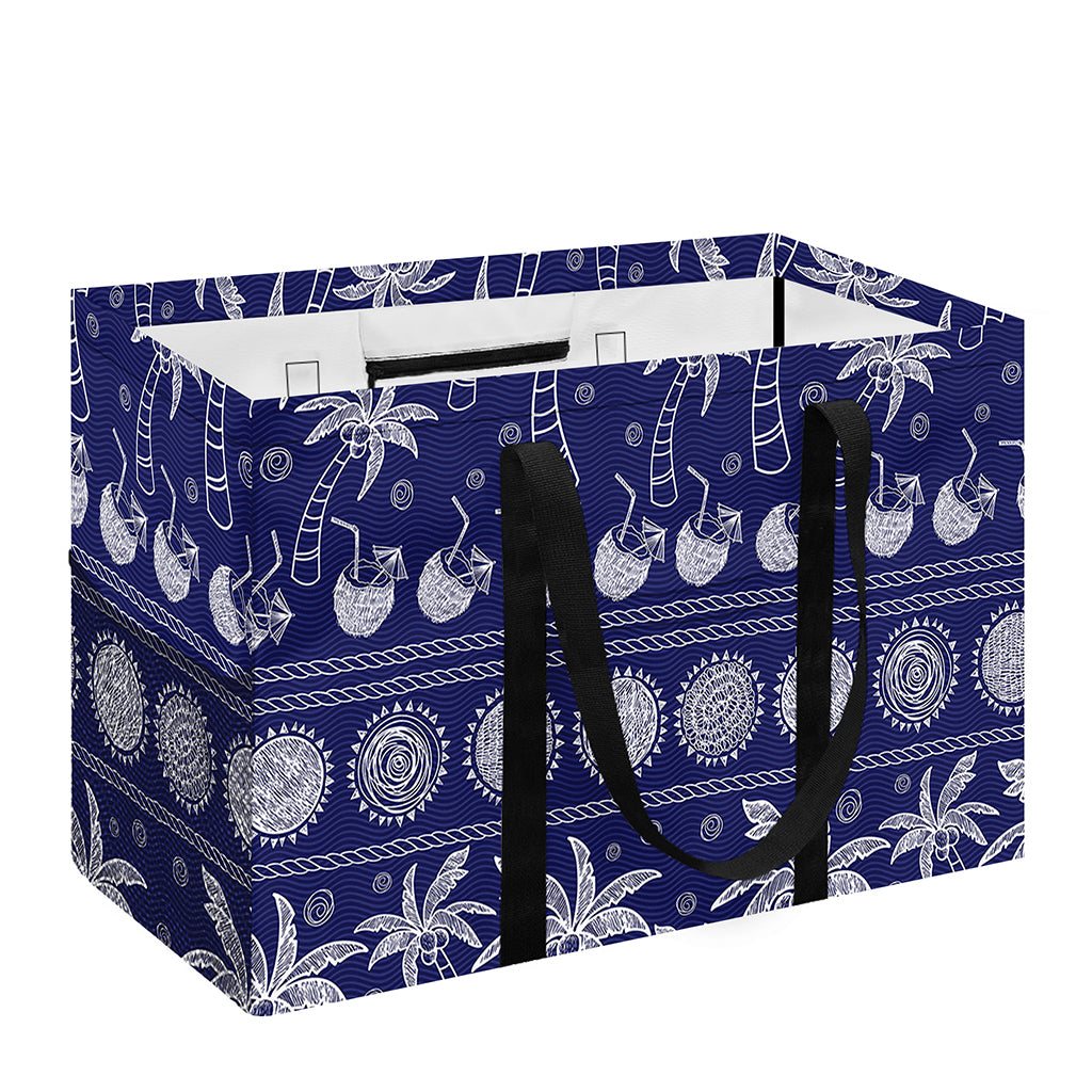 Blue Summer Coconut Pattern Print Utility Tote Bag