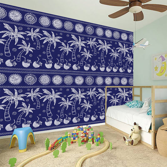 Blue Summer Coconut Pattern Print Wall Sticker