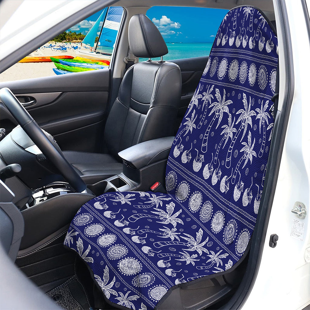Blue Summer Coconut Pattern Print Waterproof Car Seat Cover