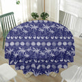 Blue Summer Coconut Pattern Print Waterproof Round Tablecloth