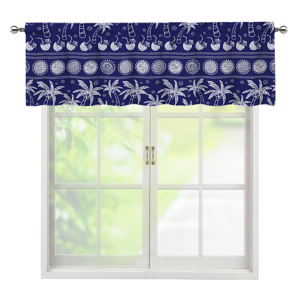 Blue Summer Coconut Pattern Print Window Valance