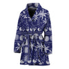 Blue Summer Coconut Pattern Print Women's Bathrobe