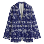 Blue Summer Coconut Pattern Print Women's Blazer