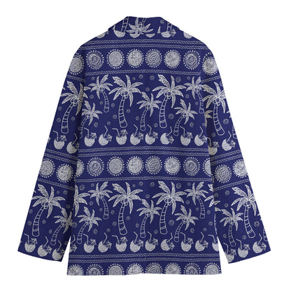Blue Summer Coconut Pattern Print Women's Blazer