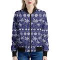 Blue Summer Coconut Pattern Print Women's Bomber Jacket