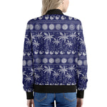 Blue Summer Coconut Pattern Print Women's Bomber Jacket