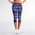 Blue Summer Coconut Pattern Print Women's Capri Leggings