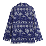 Blue Summer Coconut Pattern Print Women's Cotton Blazer