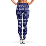 Blue Summer Coconut Pattern Print Women's Leggings