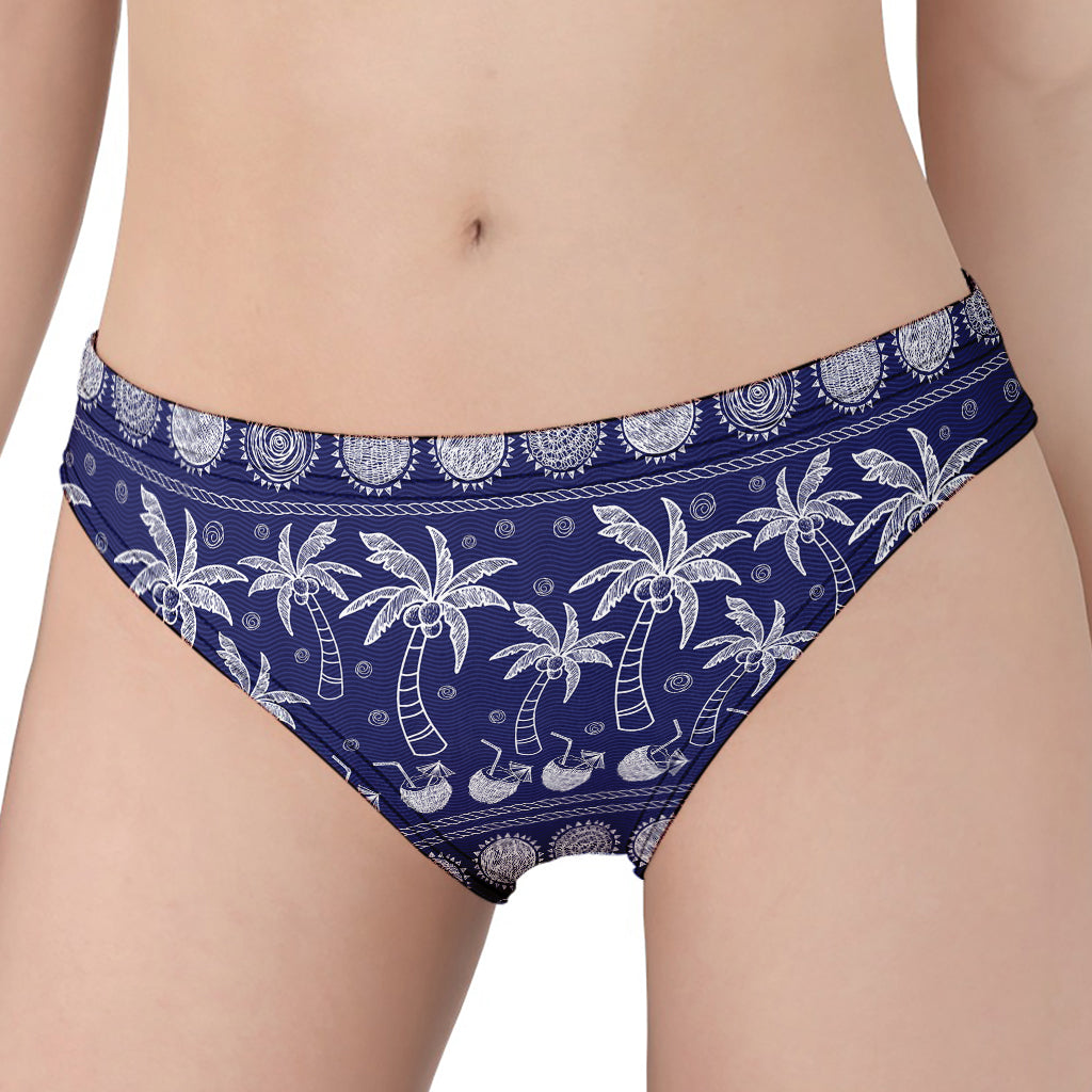 Blue Summer Coconut Pattern Print Women's Panties