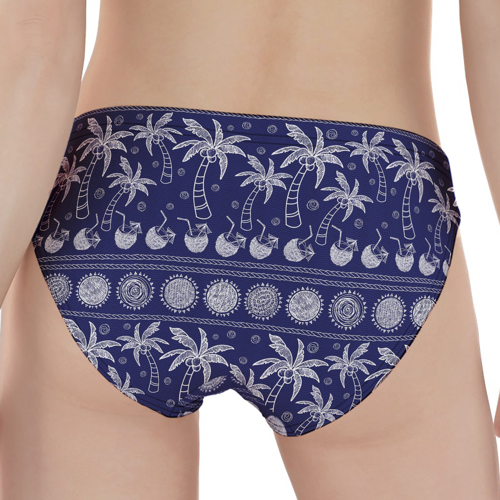 Blue Summer Coconut Pattern Print Women's Panties