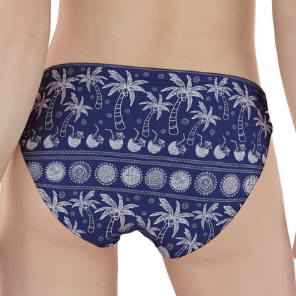 Blue Summer Coconut Pattern Print Women's Panties
