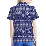 Blue Summer Coconut Pattern Print Women's Polo Shirt
