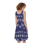 Blue Summer Coconut Pattern Print Women's Sleeveless Dress