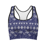 Blue Summer Coconut Pattern Print Women's Sports Bra