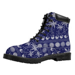 Blue Summer Coconut Pattern Print Work Boots