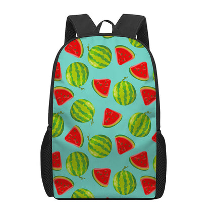 Blue Summer Watermelon Pattern Print 17 Inch Backpack