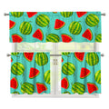 Blue Summer Watermelon Pattern Print 3 Piece Kitchen Curtains