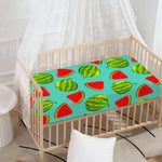 Blue Summer Watermelon Pattern Print Baby Crib Sheet
