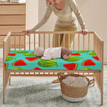 Blue Summer Watermelon Pattern Print Baby Crib Sheet