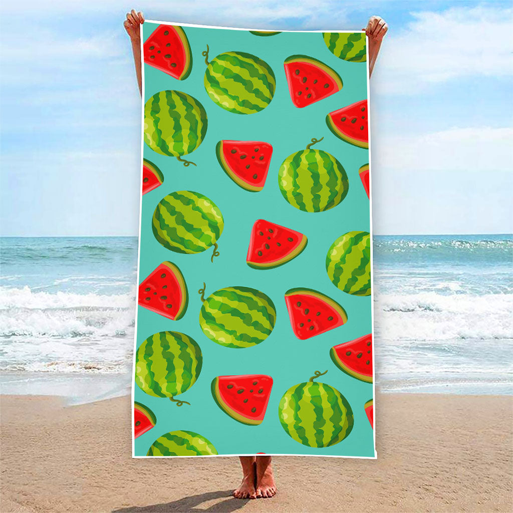 Blue Summer Watermelon Pattern Print Beach Towel
