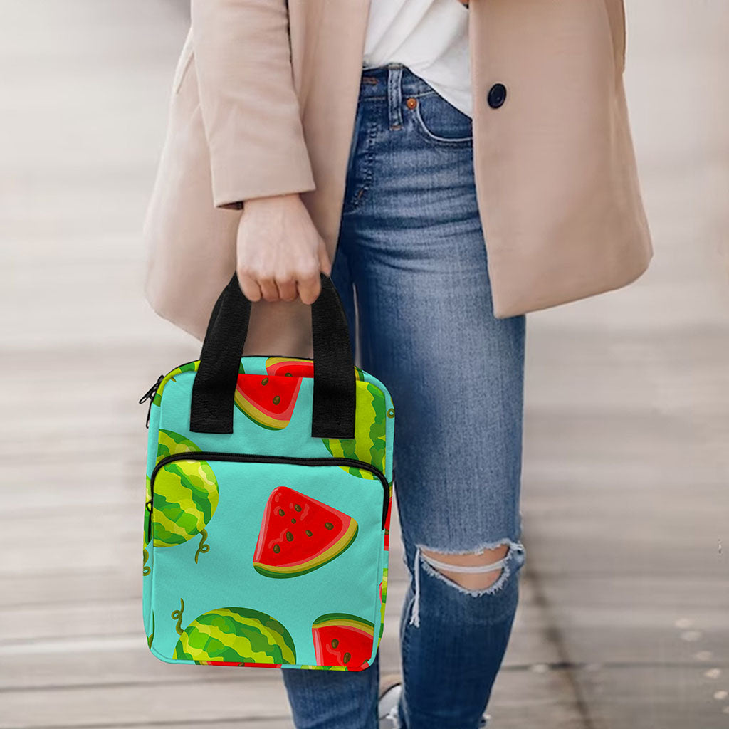 Blue Summer Watermelon Pattern Print Bible Tote Bag
