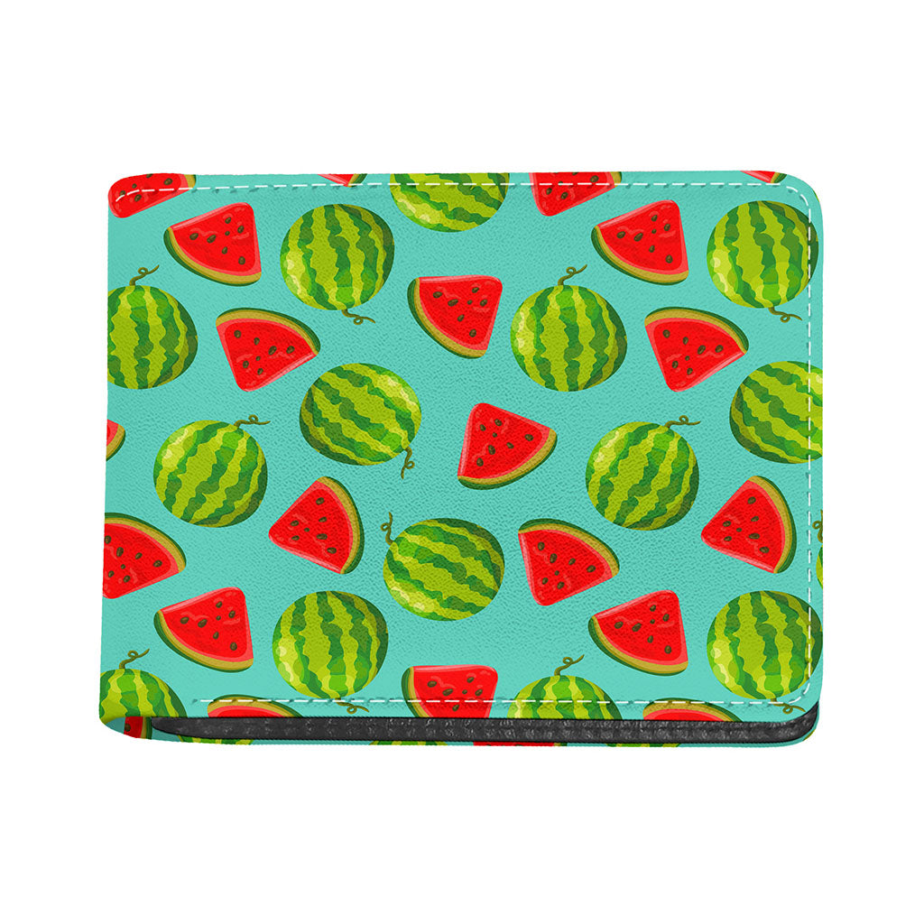 Blue Summer Watermelon Pattern Print Bifold Wallet