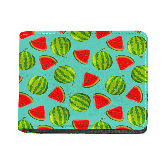 Blue Summer Watermelon Pattern Print Bifold Wallet