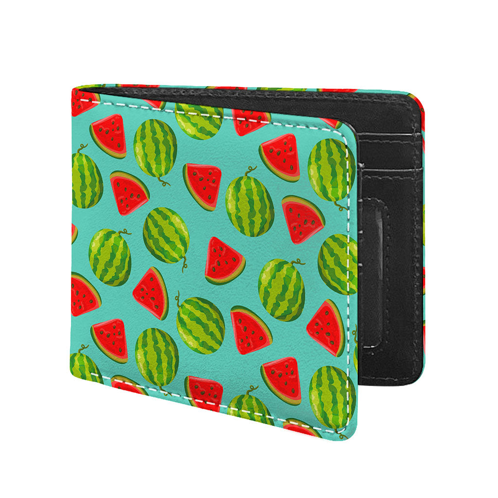 Blue Summer Watermelon Pattern Print Bifold Wallet