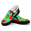 Blue Summer Watermelon Pattern Print Black Slip On Sneakers