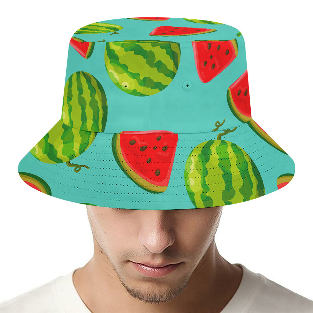 Blue Summer Watermelon Pattern Print Bucket Hat