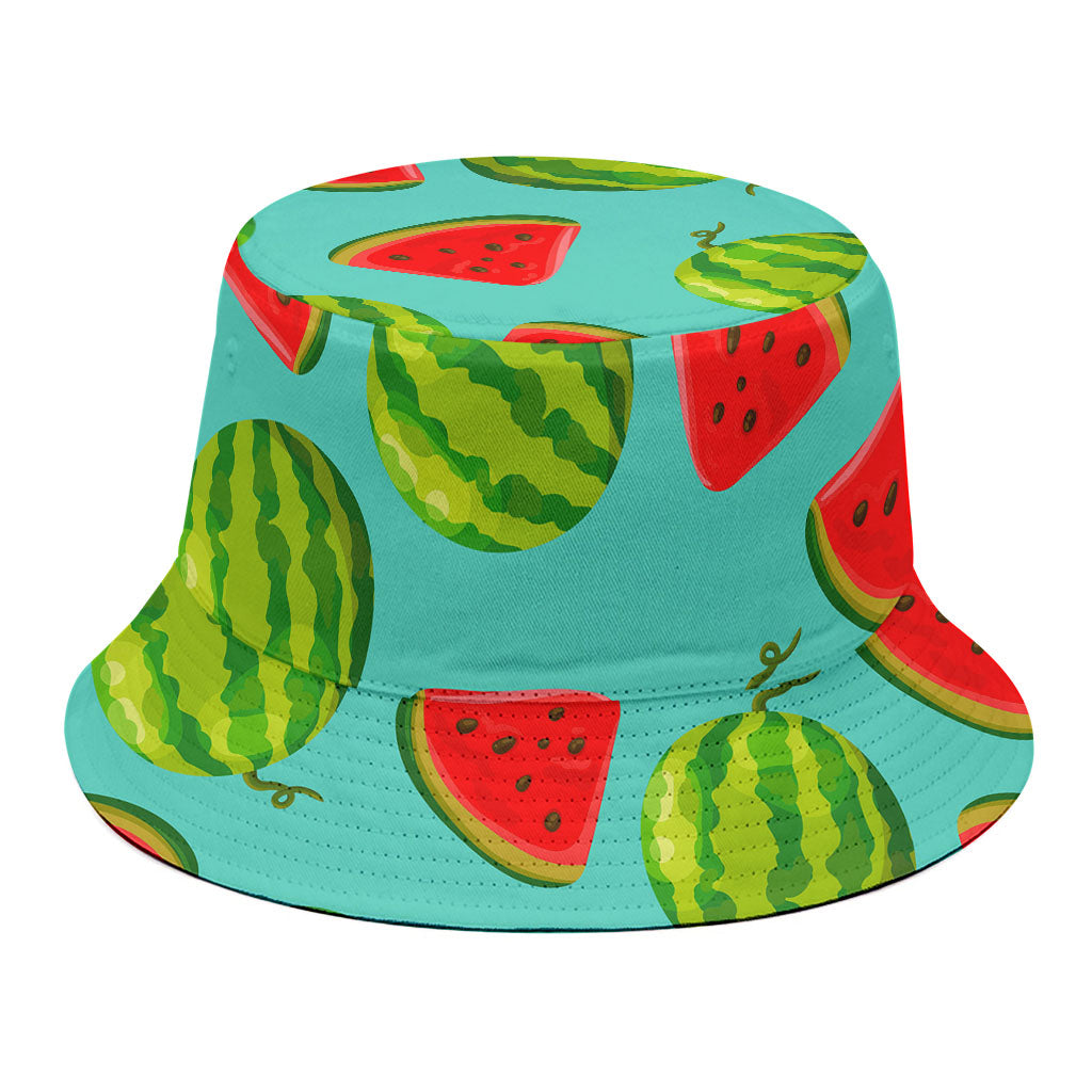 Blue Summer Watermelon Pattern Print Bucket Hat